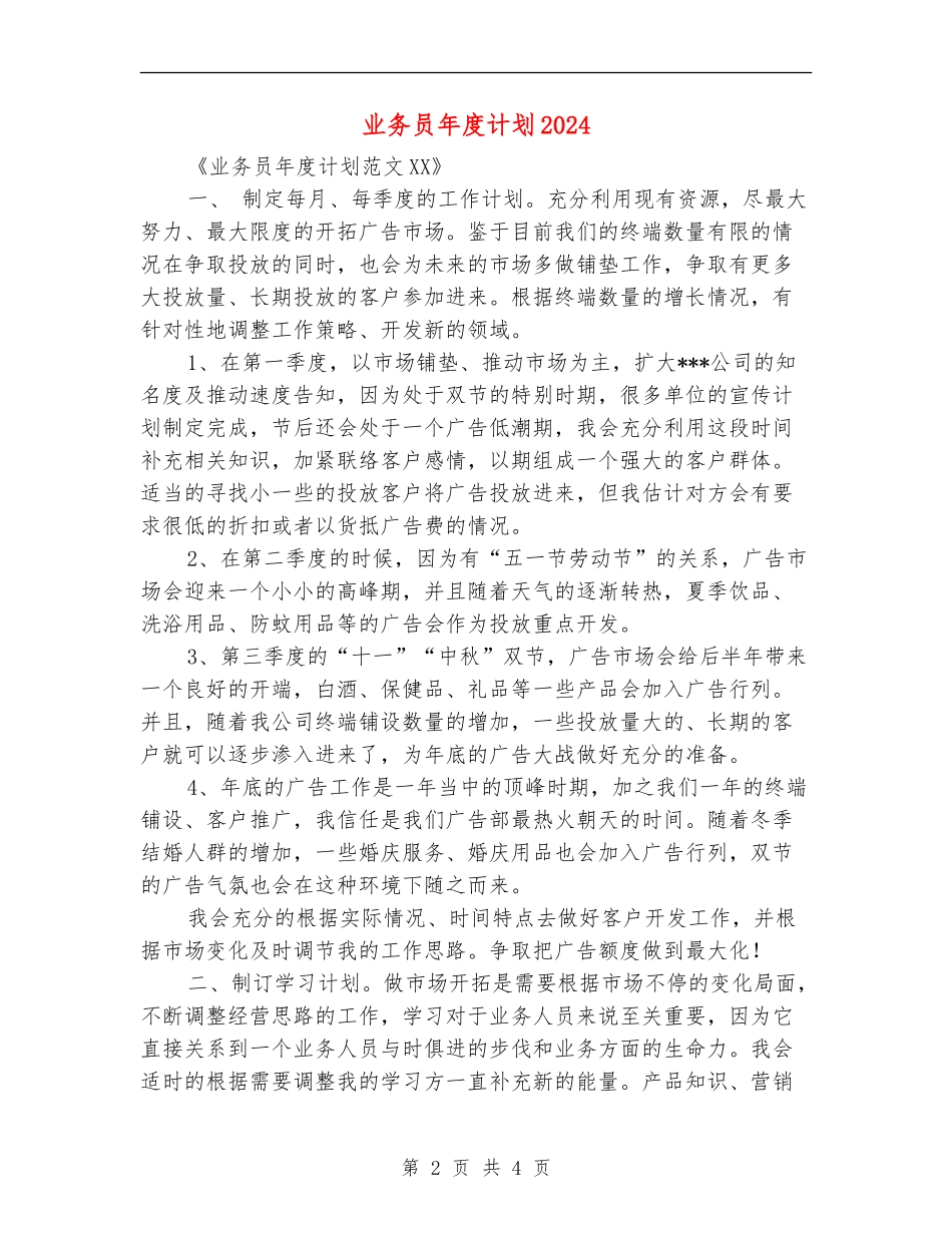 业务员年度计划2024_第2页