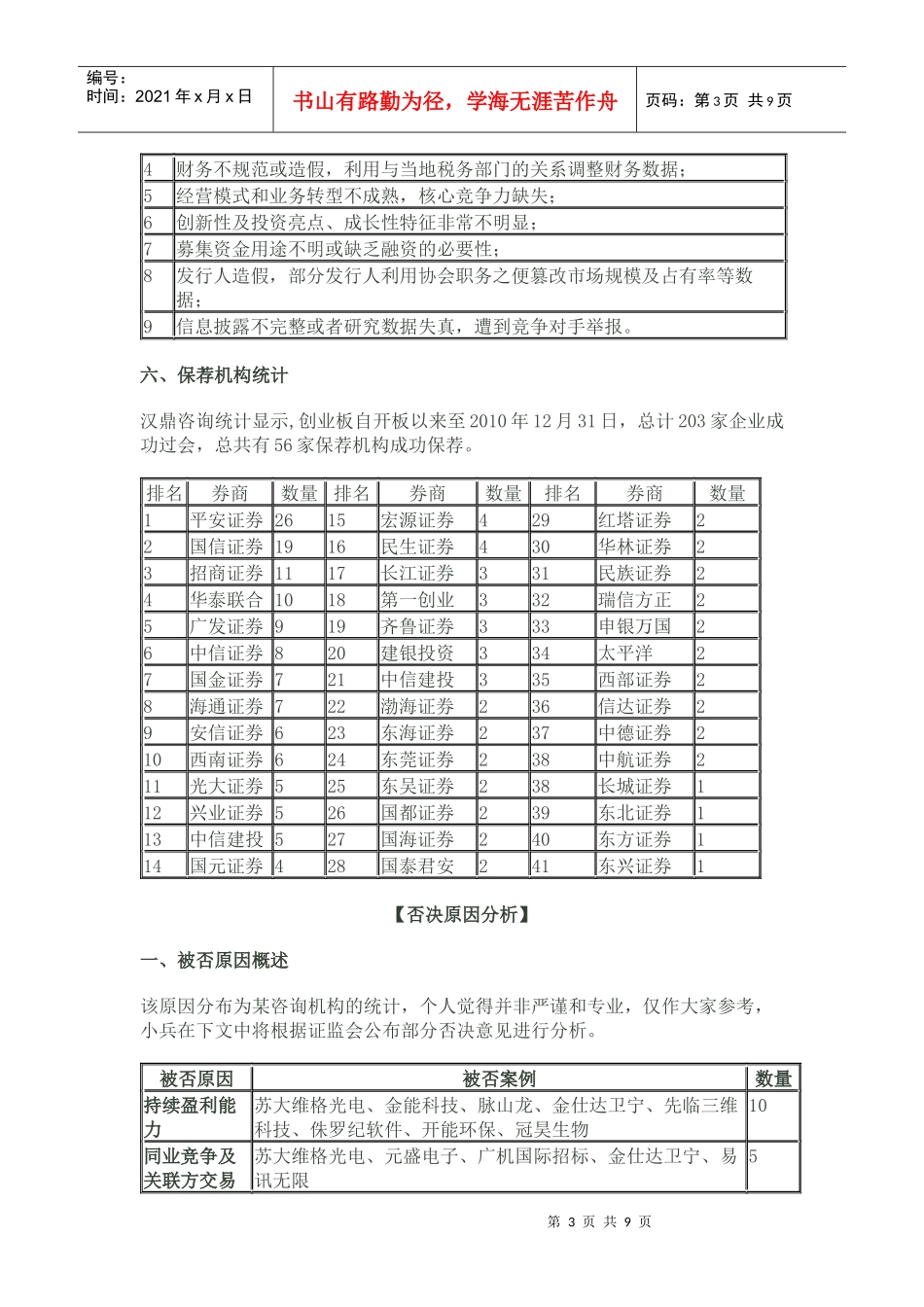 资料分享：XXXX年发行审核总结(创业板)_第3页