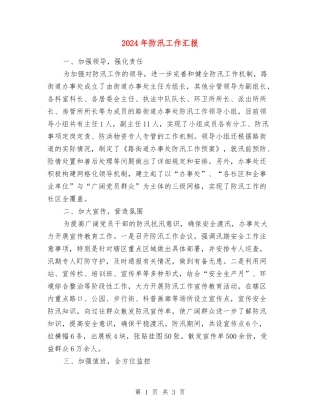 2024年防汛工作汇报