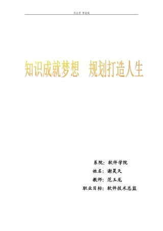 软件工程师职业生涯规划书