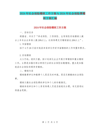 2024年社会保险稽核工作方案与2024年社会保险费稽核方案汇编