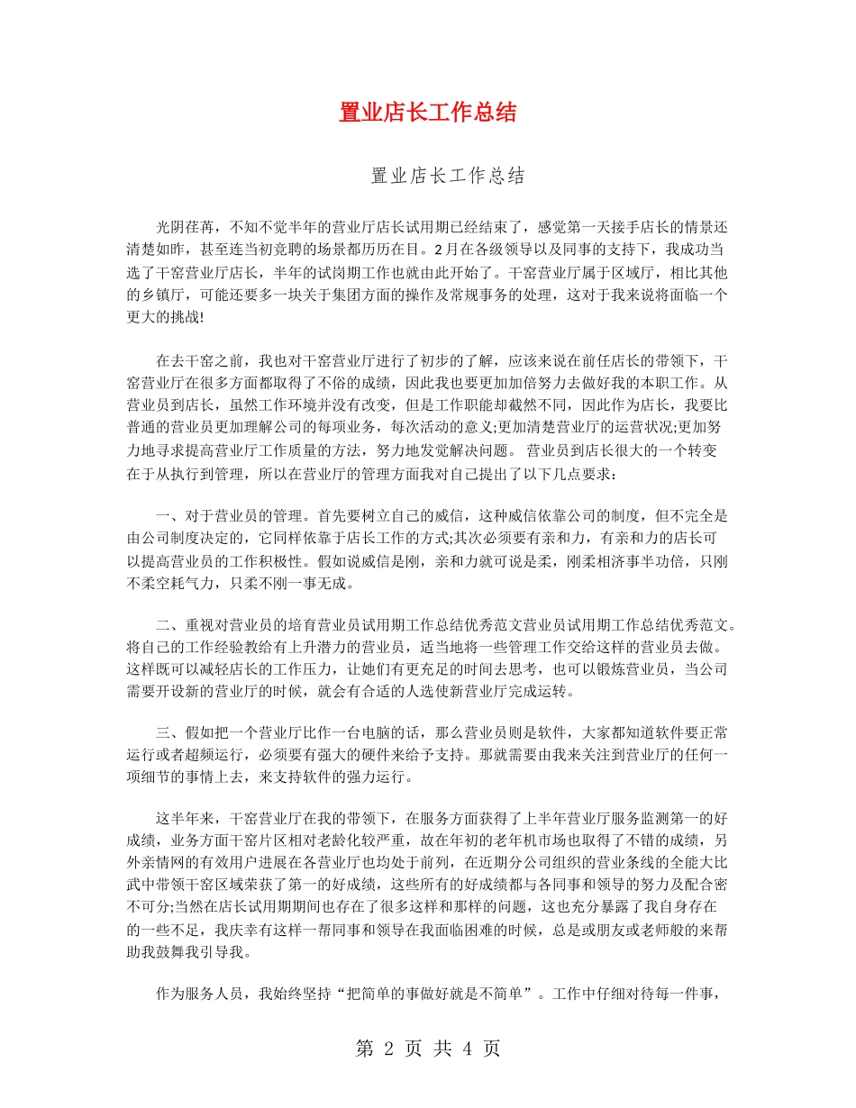 置业店长工作总结_第2页