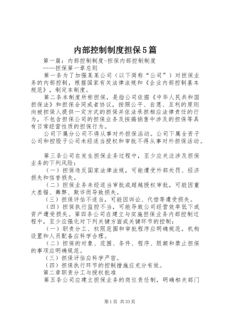 内部控制规章制度担保5篇