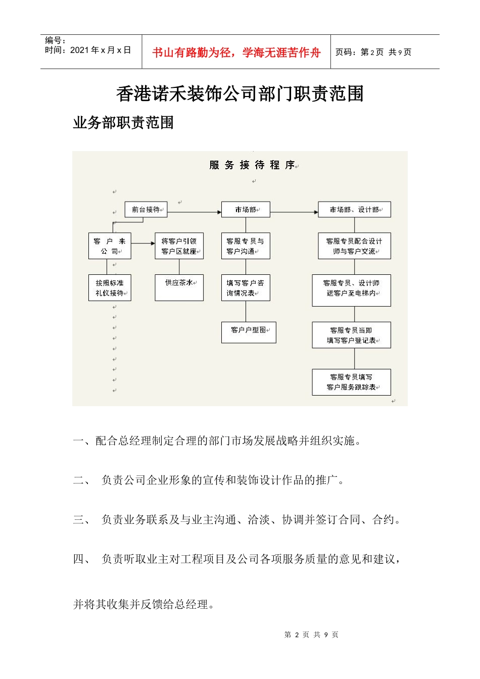 香港诺禾装饰公司部门职责范围_第2页