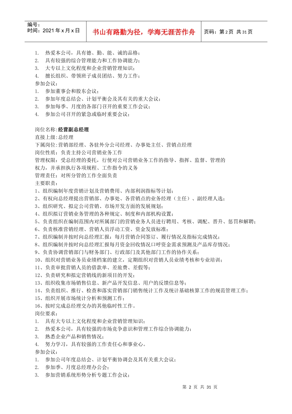 某公司近50个岗位岗位说明书_第2页