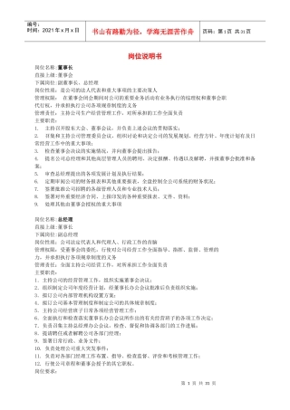 某公司近50个岗位岗位说明书