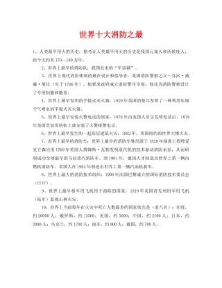 《安全技术》之世界十大消防之最 