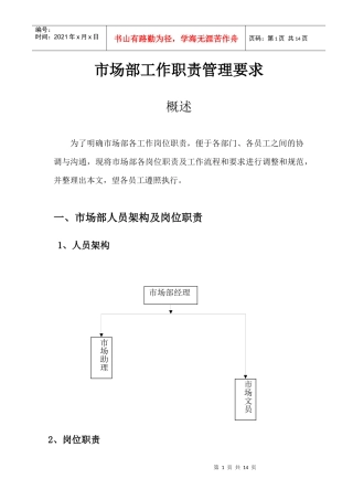 某市场部岗位职责----管理要求