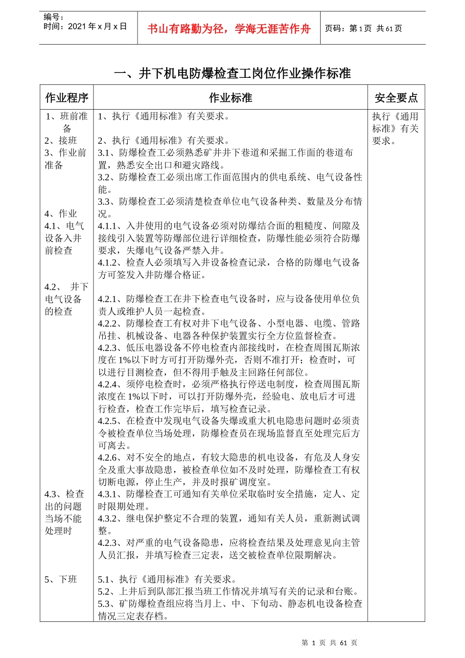 机电工种岗位操作标准[1]_第1页