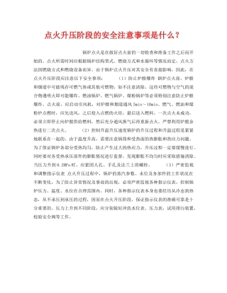 《安全技术》之点火升压阶段的安全注意事项是什么？ 