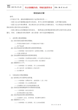 零售百货企业各岗位KPI绩效指标分解