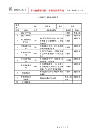 计财部kpi指标