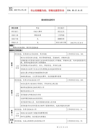 某跨国集团置业公司保安职务说明书1