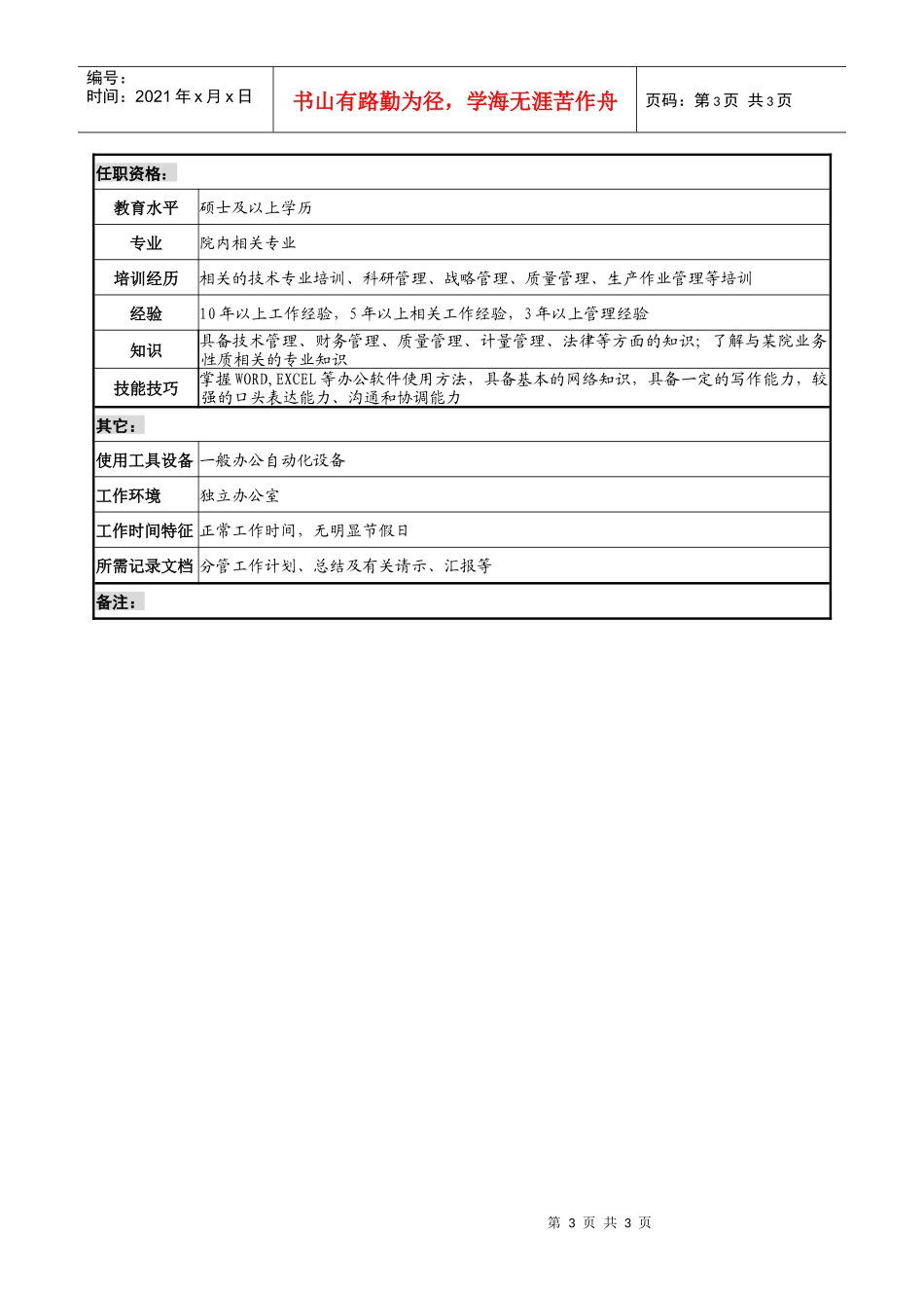 管理副院长职务说明书_第3页