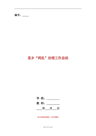 某乡“两乱”治理工作总结
