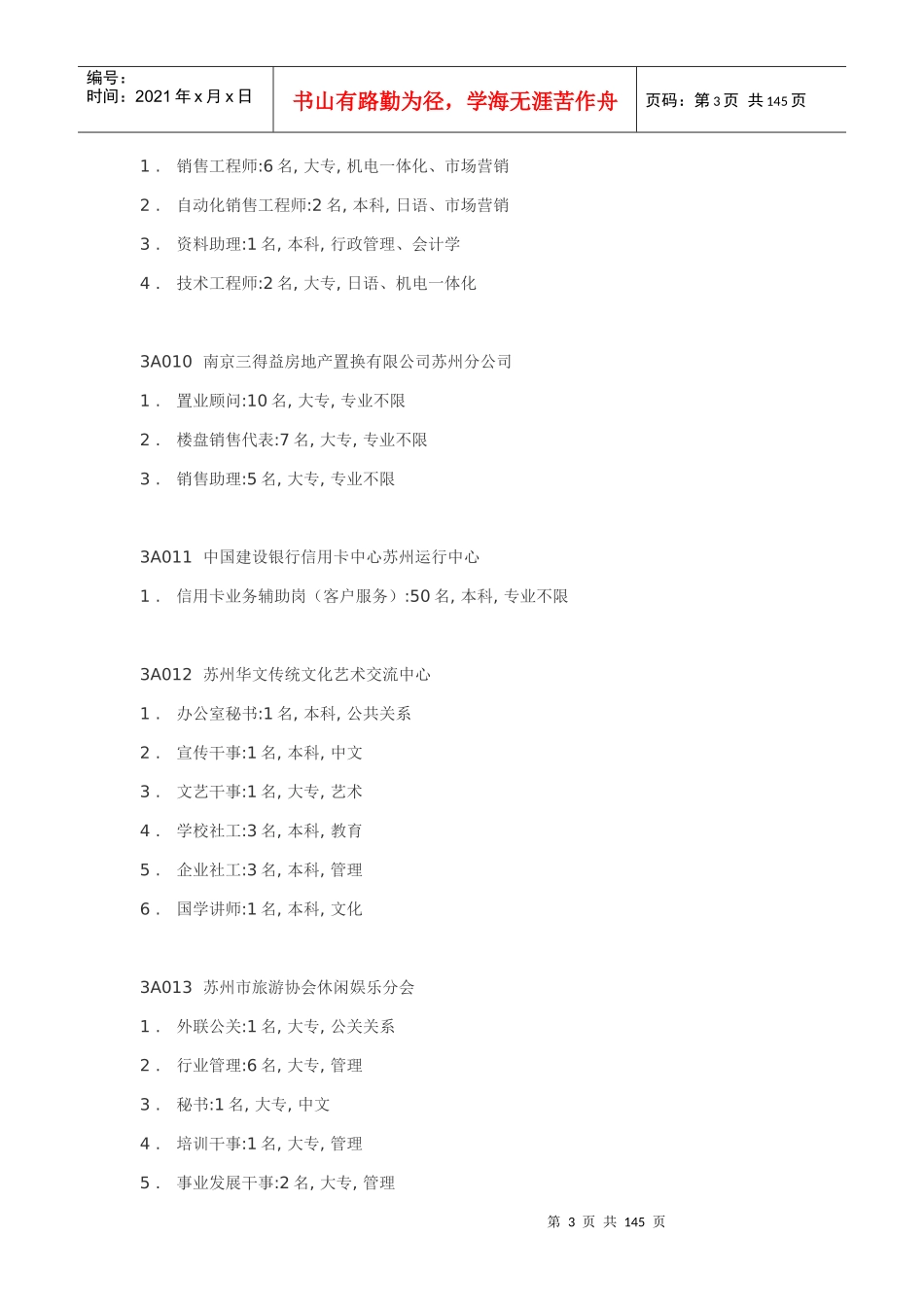 苏州市XXXX年春季人才交流大会需求信息(1)_第3页
