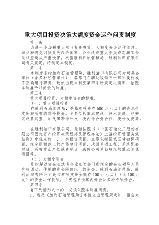 重大项目投资决策大额度资金运作问责规章制度