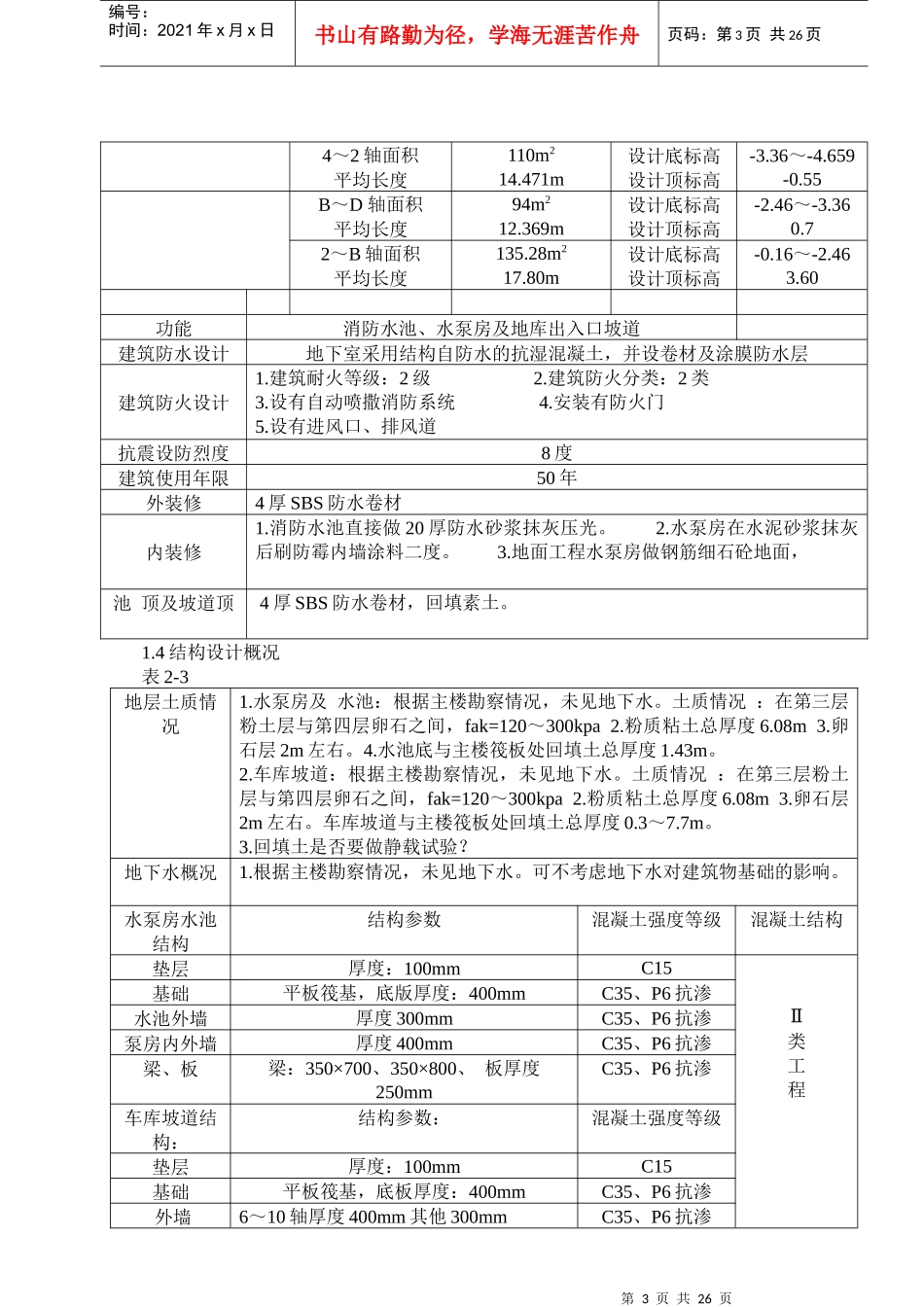 消防水池泵房及车库坡道施工组织设计_第3页
