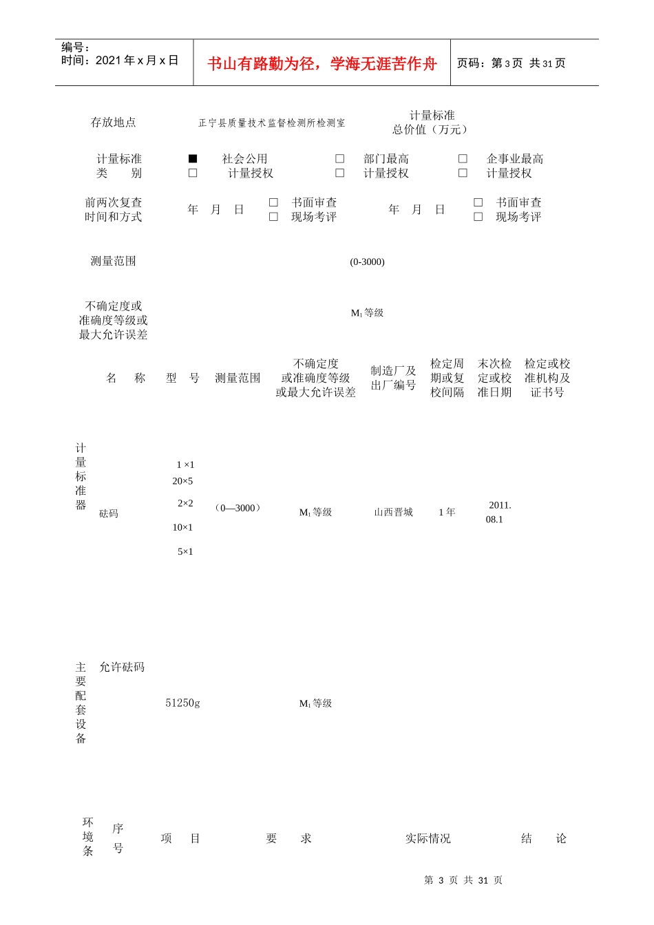 衡器检定装置计量标准考核申请表_第3页