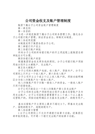 公司资金收支及账户管理规章制度 