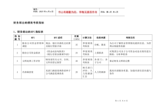财务部出纳绩效考核指标