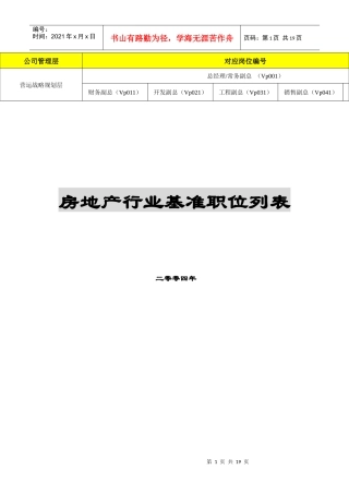 房地产行业岗位职责列表