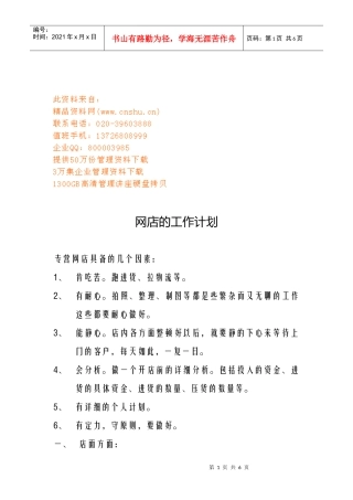 浅谈网店的工作计划docx