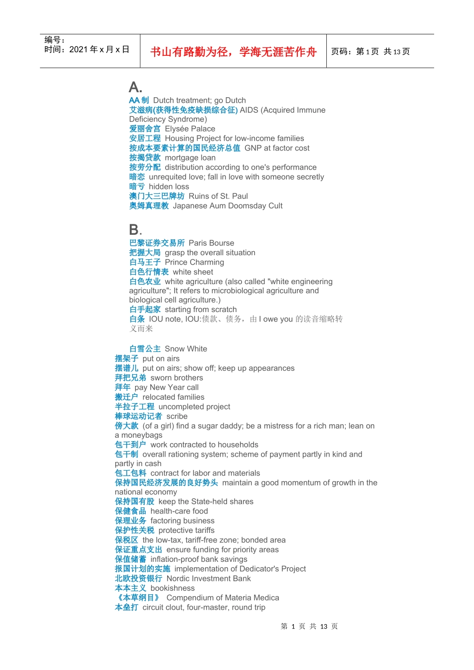 翻译人员必知词汇_第1页