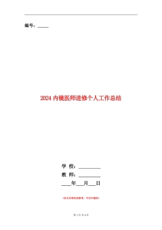 2024内镜医师进修个人工作总结