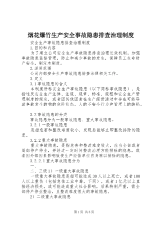 烟花爆竹生产安全事故隐患排查治理规章制度细则