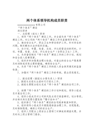 两个体系领导机构成员职责要求 
