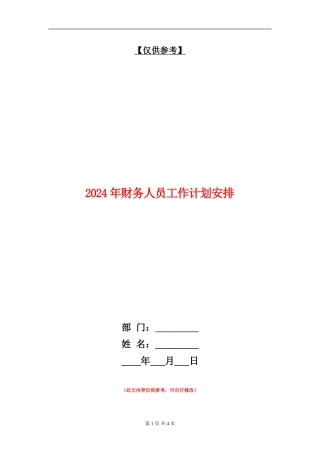 2024年财务人员工作计划安排