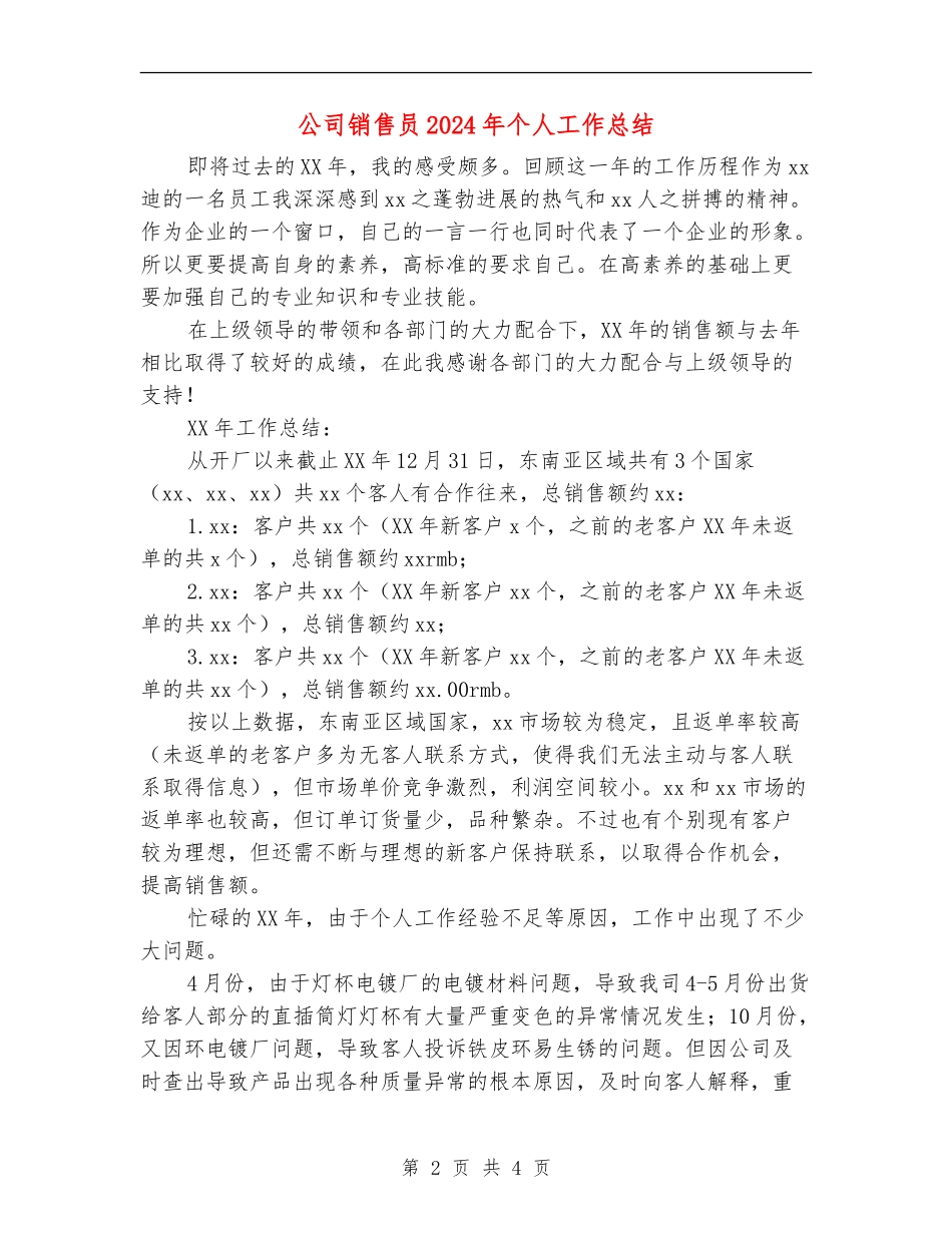 公司销售员2024年个人工作总结_第2页