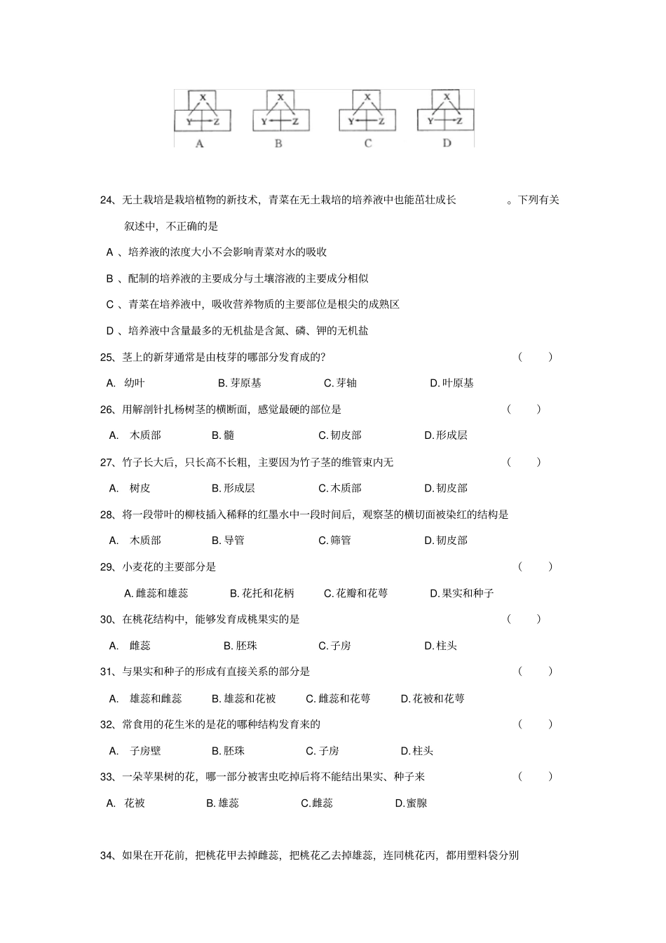 (完整版)七年级生物绿色植物的一生单元练习题_第3页