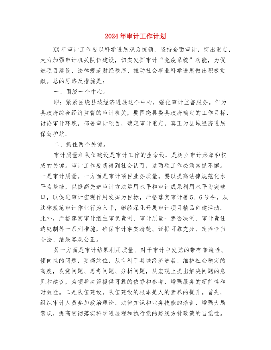 2024年审计工作思路与2024年审计工作计划-1汇编_第3页