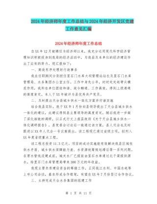 2024年经济师年度工作总结与2024年经济开发区党建工作意见汇编