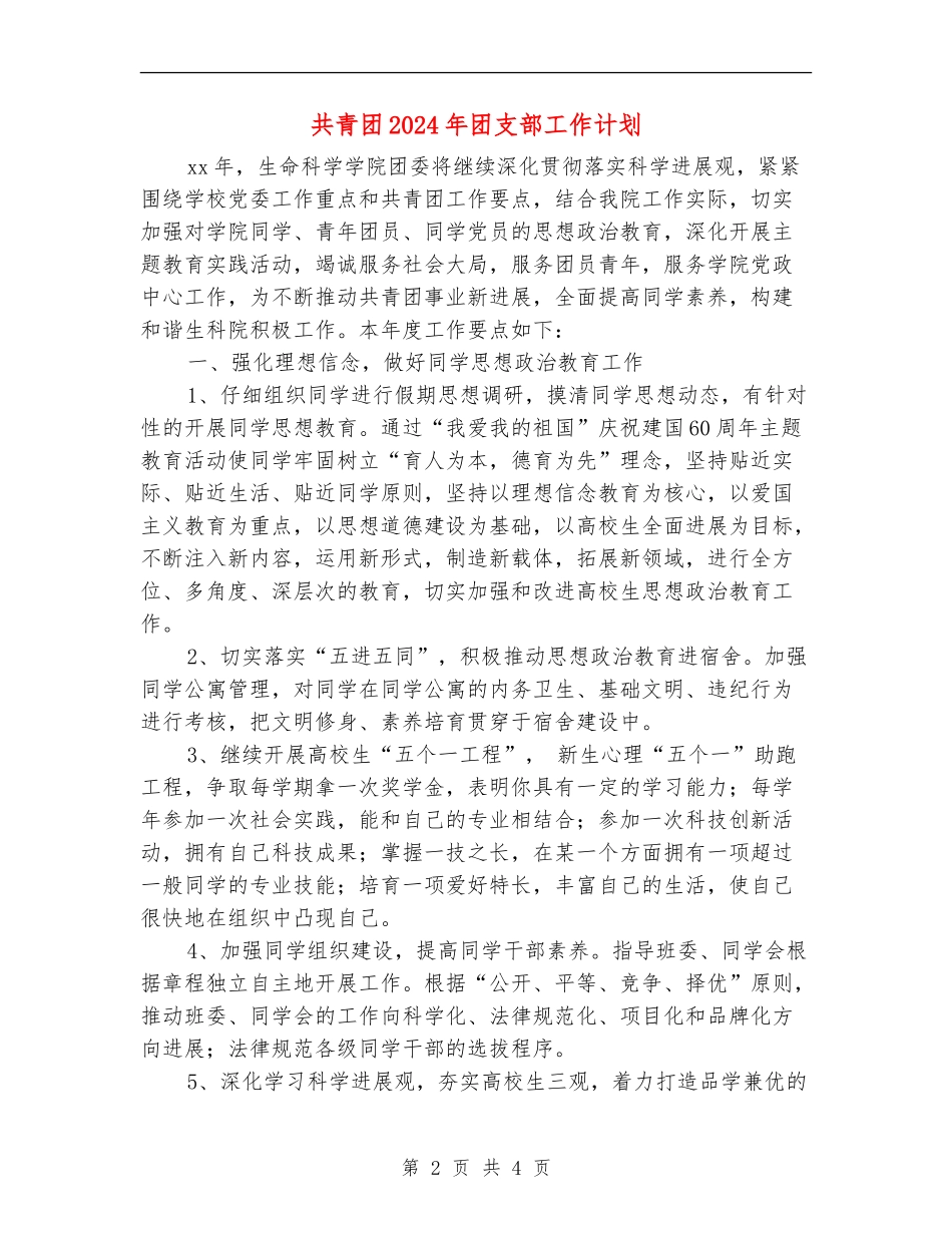 共青团2024年团支部工作计划_第2页