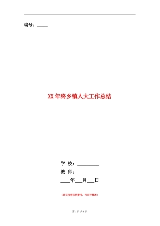 XX年终乡镇人大工作总结