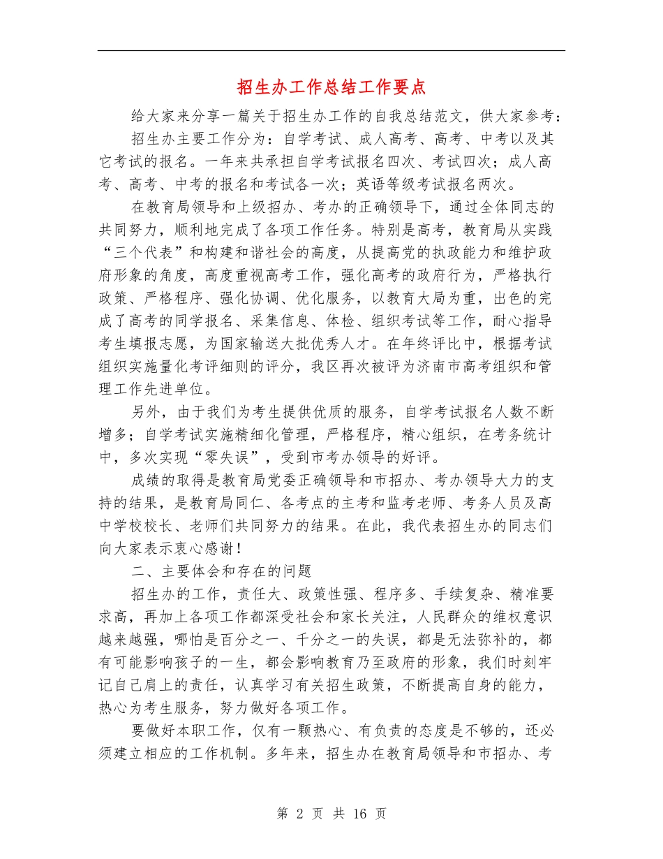 招生办工作总结工作要点_第2页
