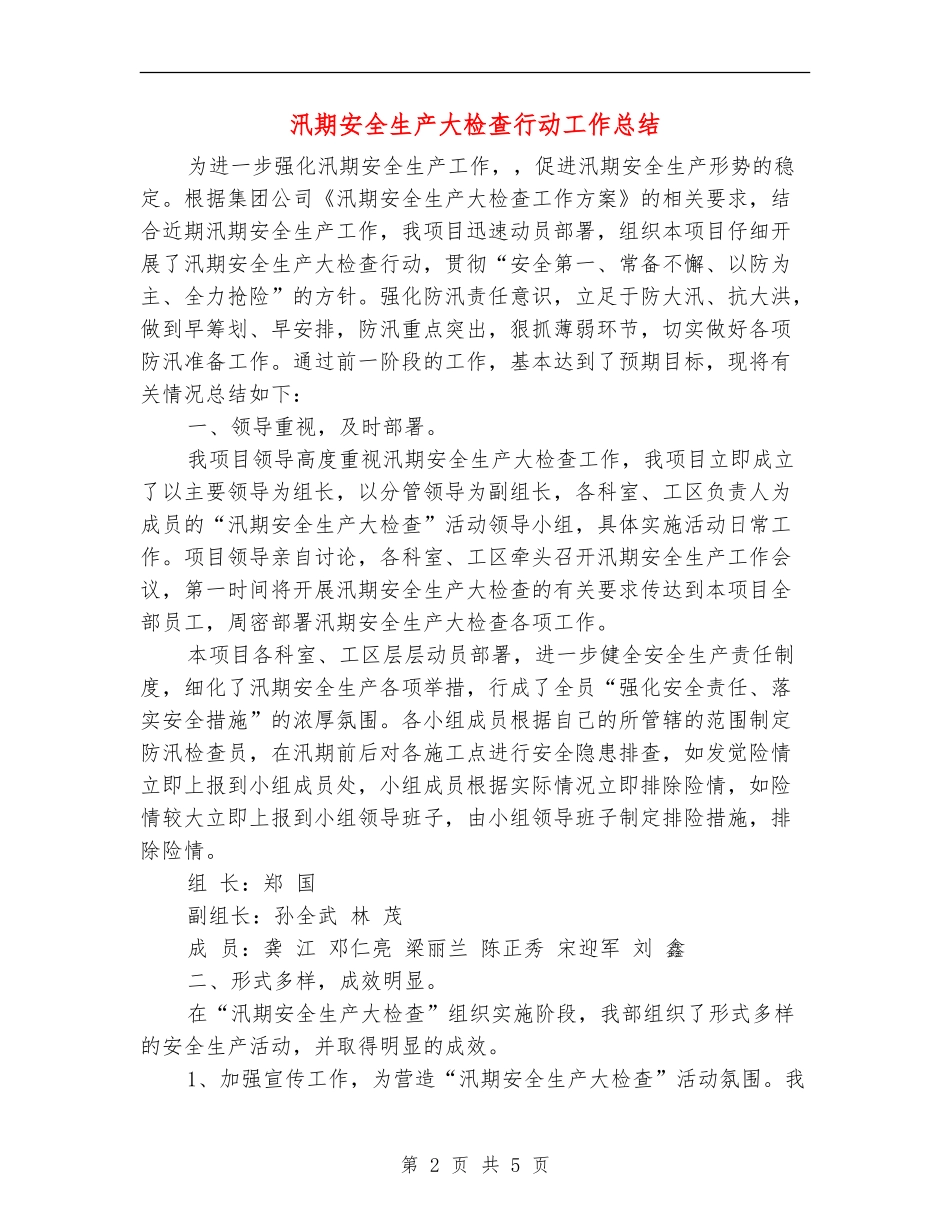 汛期安全生产大检查行动工作总结_第2页