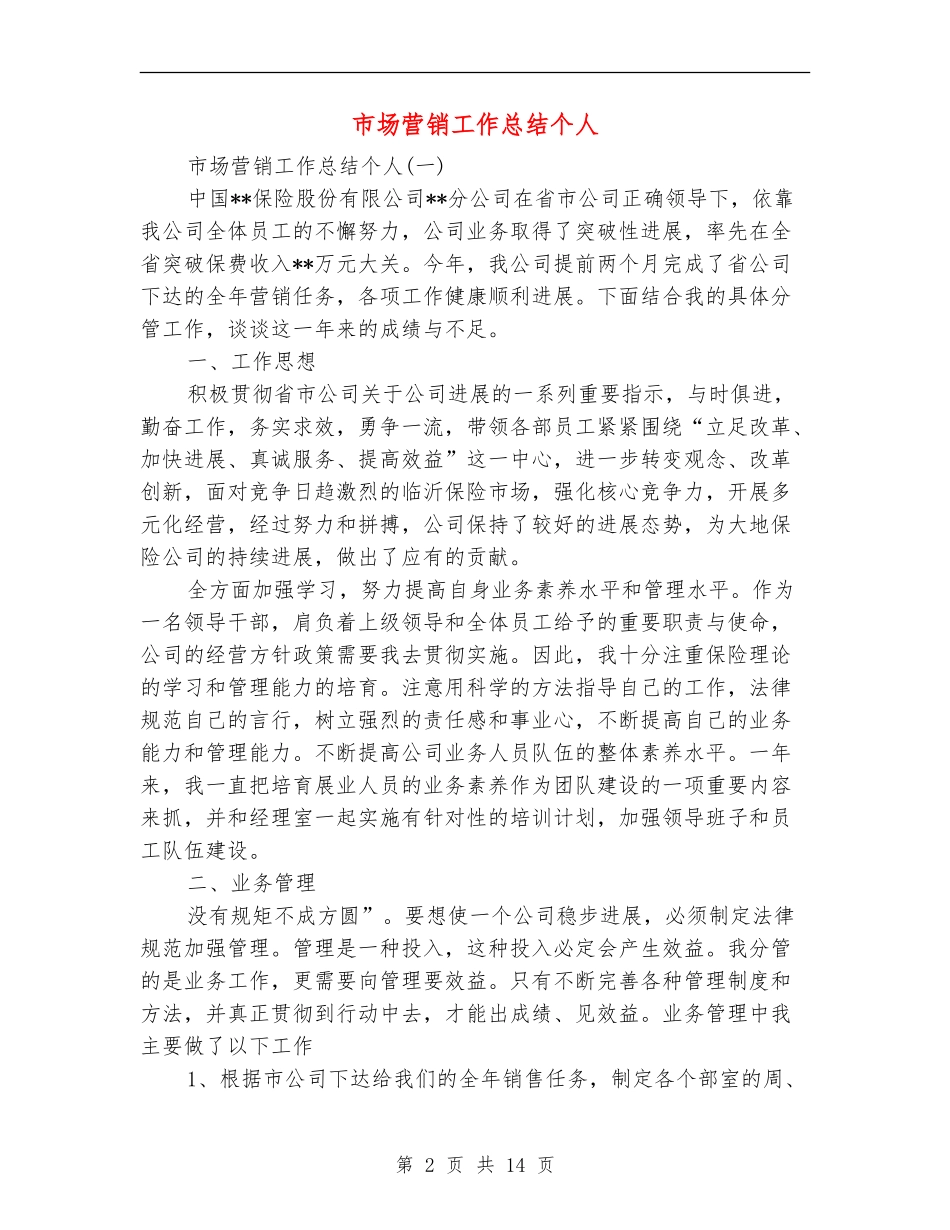 市场营销工作总结个人_第2页
