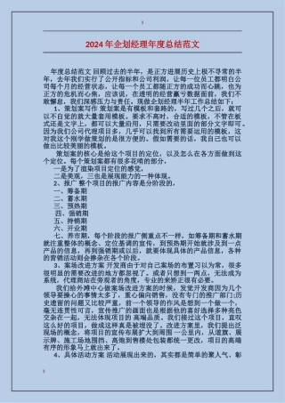 2024年企划经理年度总结范文