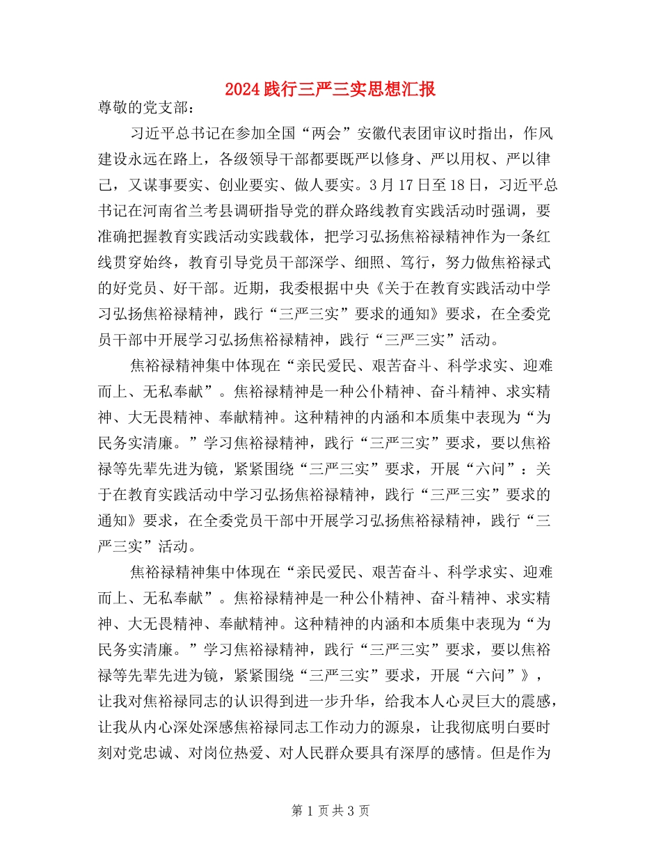 2024践行三严三实思想汇报_第1页