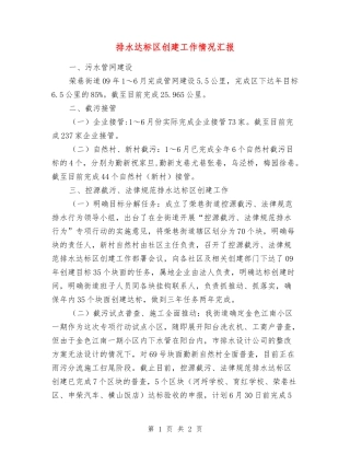 排水达标区创建工作情况汇报