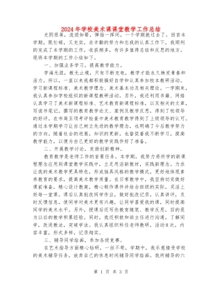 2024年初中美术课课堂教学工作总结