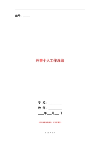 外事个人工作总结