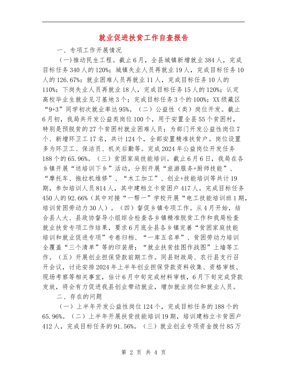 就业促进扶贫工作自查报告_第2页