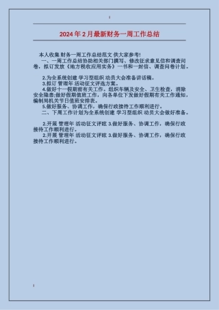2024年2月最新财务一周工作总结