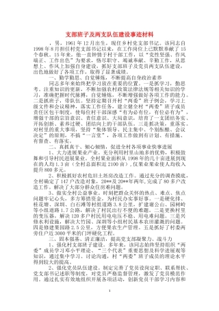 支部班子及两支队伍建设事迹材料