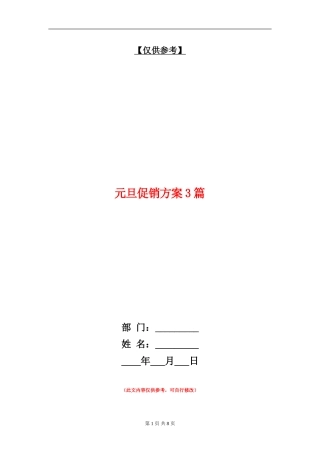 元旦促销方案3篇